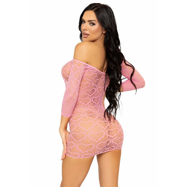 Heart Net Mini Dress Pink OS