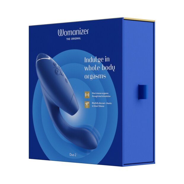 Womanizer Duo 2 pressure wave stimulator with G-spot vibrating arm blue
