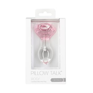 Pillow Talk - Rosy Luxurious Glass Anal Plug with Bonus...