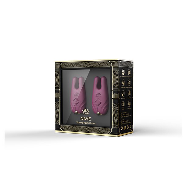 Zalo Nave Wireless Vibrating Nipple Clamps Velvet Purple