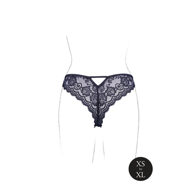 Claire Elastic Lace Brief Black Onesize - Queensize