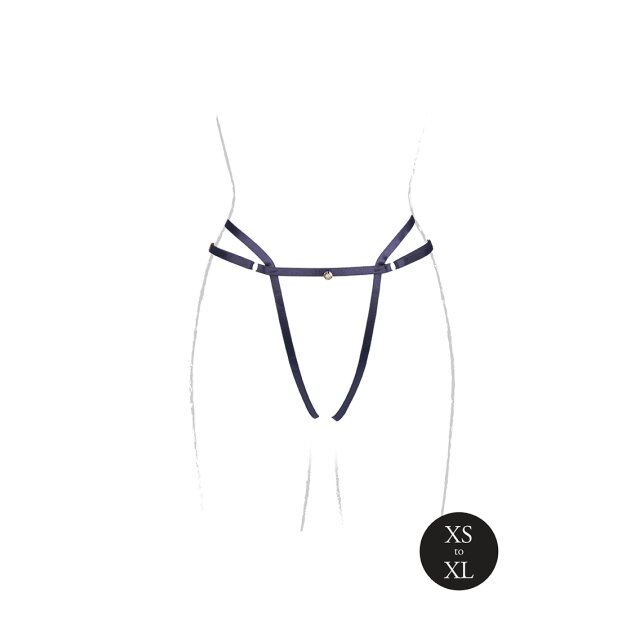 Sophia Brief with Open Crotch and Buttock, Adjustable Slider and Golden Details Black OS