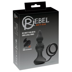 Rebel RC butt plug with Cock &amp; Ball Rings