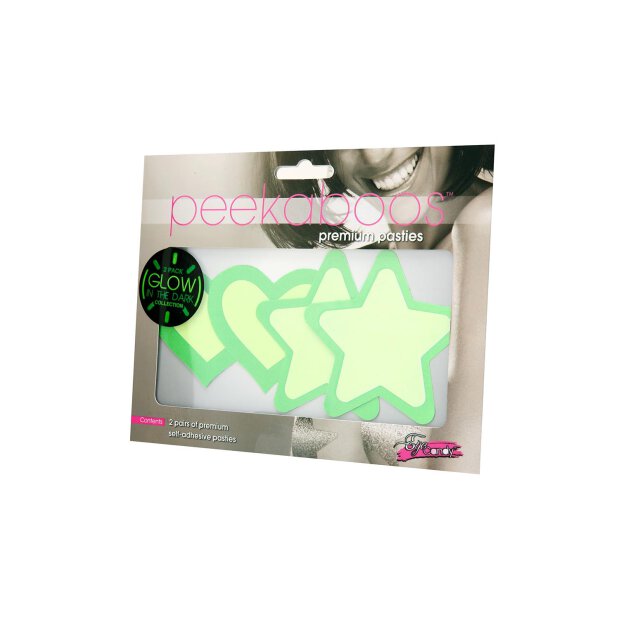 Peekaboo Pasties Green Glow In The Dark Hearts And Stars