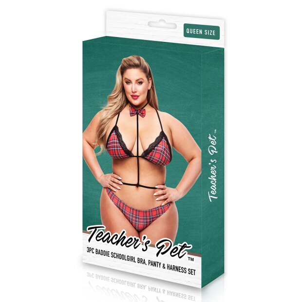 Teachers Pet 3 Pc Baddie Schoolgirl Set, Queen Size