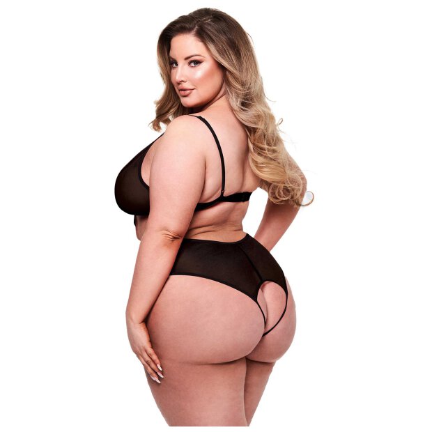 Baci Sexy Crotchless Mesh Teddy Black, Queen