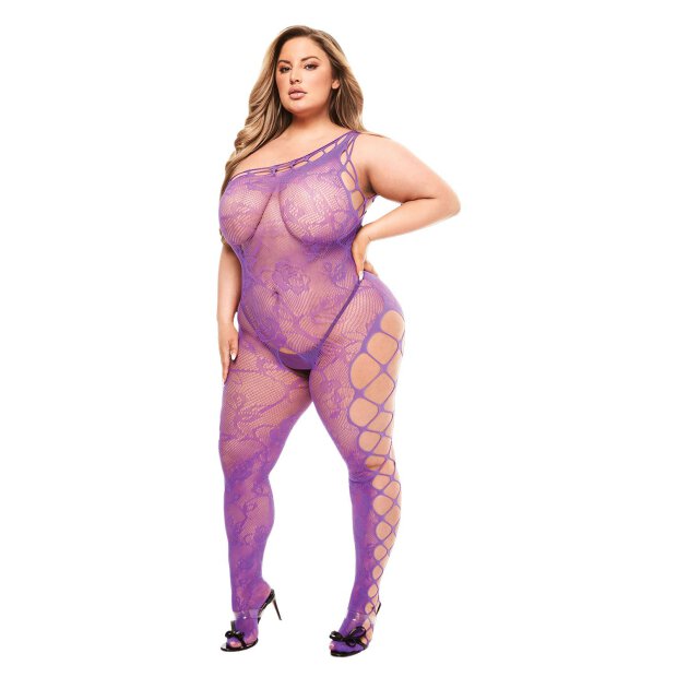 Baci Off The Shoulder Bodystocking Purple Queensize