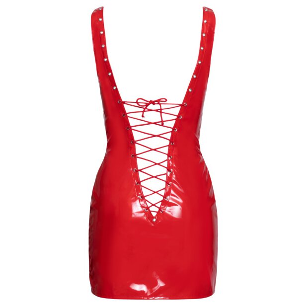 Lack Kleid rot tief ausgeschnitten und geschnürt S - 2XL