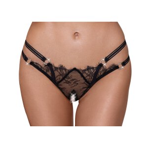 Crotchless String mit Doppelbund und Strass S/M - M/L