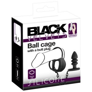 Black Velvets Ball cage with Anal Plug