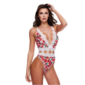 Baci - White Floral &amp; Lace Teddy S/M