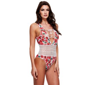 Baci - White Floral &amp; Lace Teddy S/M