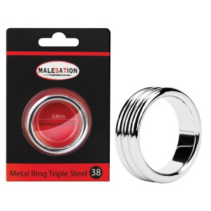 MALESATION Metal Ring Triple Steel 38