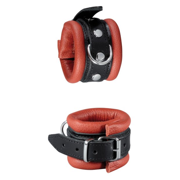 XX-DREAMSTOYS Leather handcuff red black