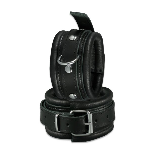 XX-DREAMSTOYS Menottes de pieds en cuir noir