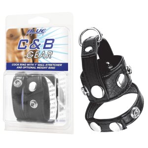 BLUE LINE C&amp;B GEAR Cock Ring With 1 Ball Stretcher...