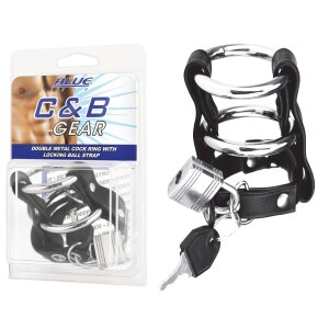 BLUE LINE C&B GEAR Double Metal Cock Ring With...