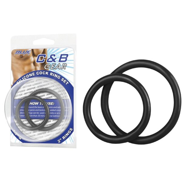 BLUE LINE C&B GEAR Silicone Cock Ring Set - Black