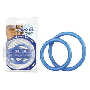 BLUE LINE C&B GEAR Silicone Cock Ring Set - Blue