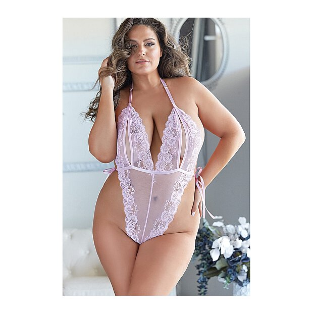 Lace Open Cup Teddy - Pink - XL/2XL