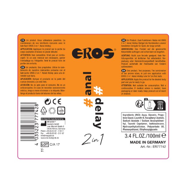 EROS 2in1 #anal #delay 250ml Lubricant