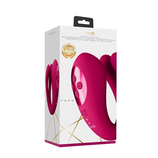 Yoko - Triple Action Vibrator Dual Prongs with Clitoral Pulse Wave