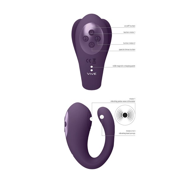 Yoko - Triple Action Vibrator Dual Prongs with Clitoral Pulse Wave