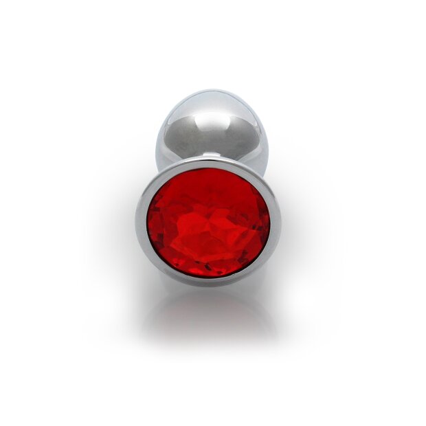 Shots Ouch! Runder Edelstein Anal Plug Silber Rubinrot klein 2,7 cm