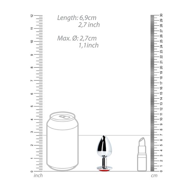 Shots Ouch! Runder Edelstein Anal Plug Silber Rubinrot klein 2,7 cm