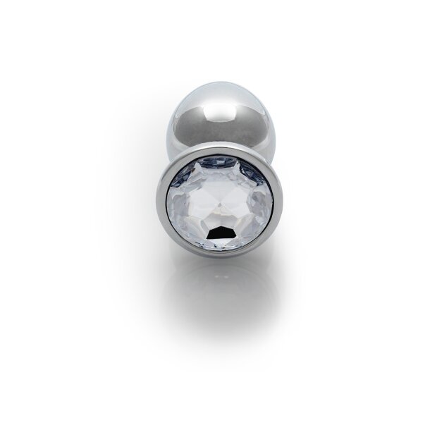 Shots Ouch! Runder Edelstein Anal Plug Silber mittel 3,4 cm