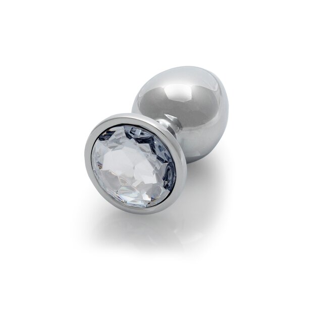 Shots Ouch! Round gemstone anal plug silver large 4 cm