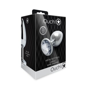 Shots Ouch! Runder Edelstein Anal Plug Silber groß...