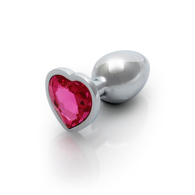 Shots Ouch! Heart Gemstone Anal Plug Silver Pink small 2.7 cm