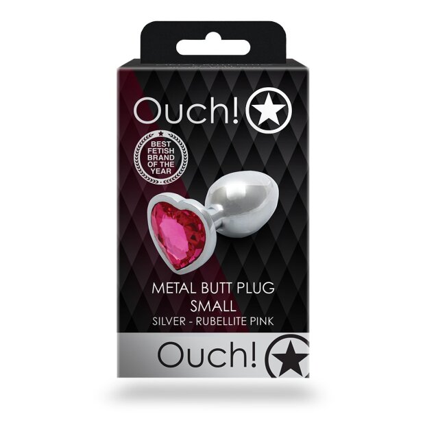 Shots Ouch! Heart Gemstone Anal Plug Silver Pink small 2.7 cm