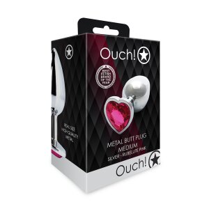 Shots Ouch! Herz Edelstein Anal Plug Silber Rosa mittel...