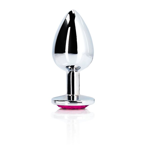 Shots Ouch! Herz Edelstein Anal Plug Silber Rosa groß 4 cm