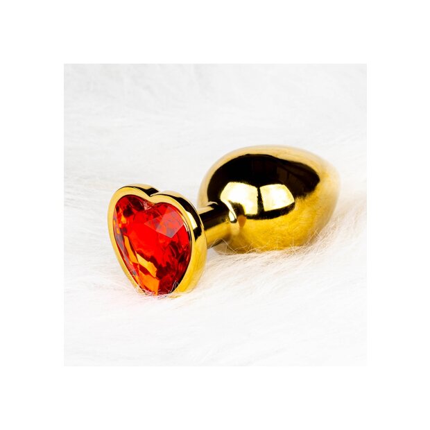Shots Ouch ! Bouchon anal en pierre précieuse or rubis rouge moyen 3,4 cm