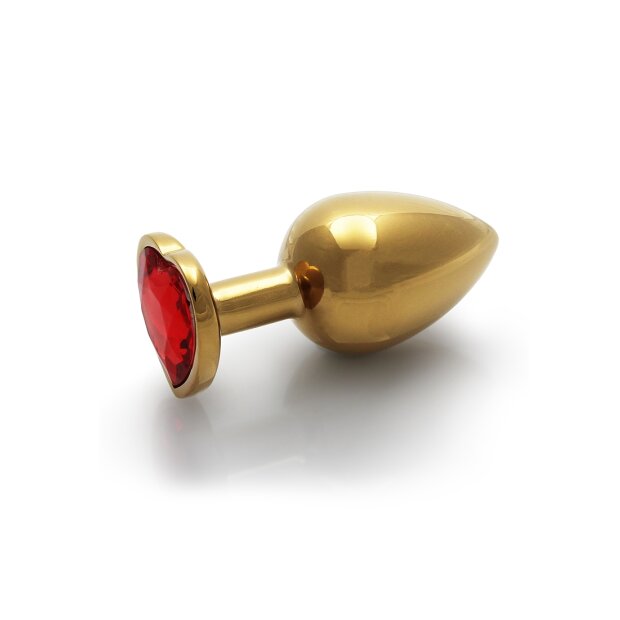 Shots Ouch ! Coeur pierre précieuse Anal Plug or rouge rubis grand 4 cm