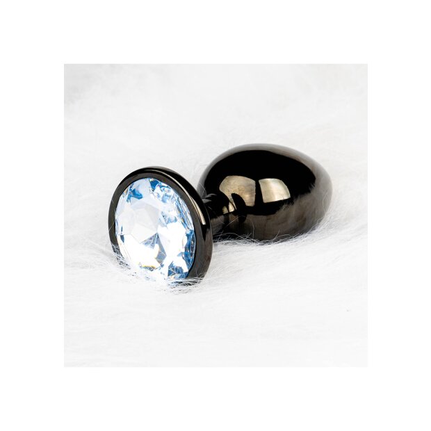 Shots Ouch! Round gemstone butt plug black silver medium 3.4 cm