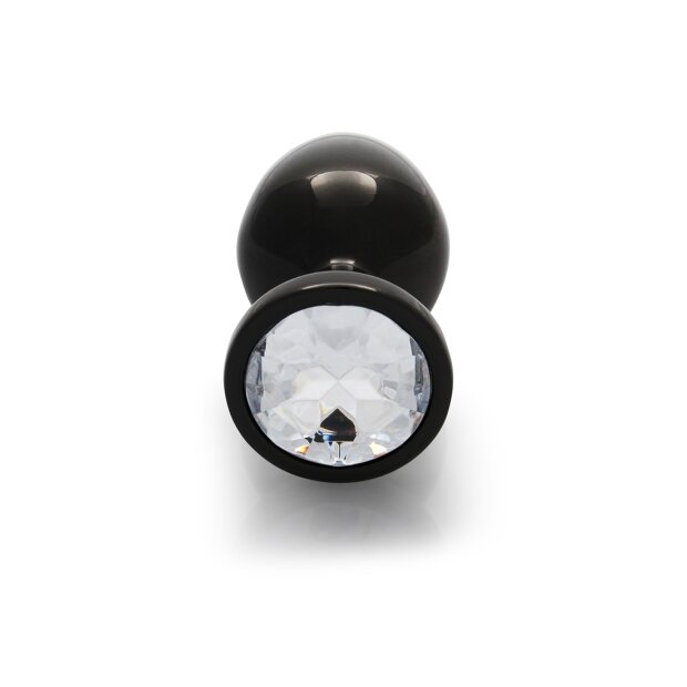 Shots Ouch! Round gemstone butt plug black silver medium 3.4 cm