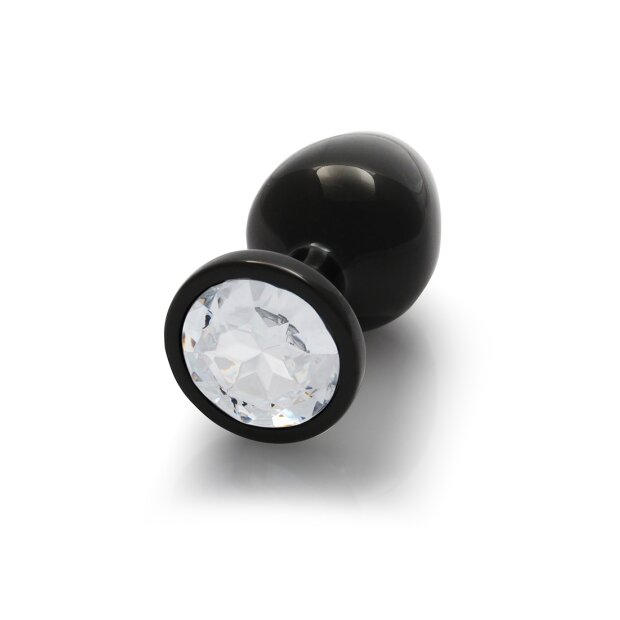 Shots Ouch! Round gemstone butt plug black silver medium 3.4 cm