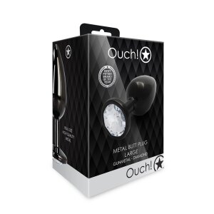 Shots Ouch! Runder Edelstein Anal Plug Schwarz Silber...