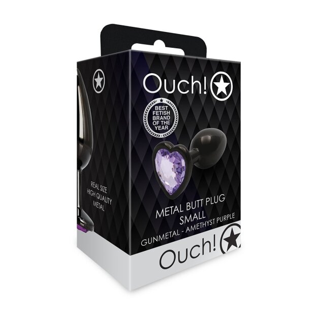 Shots Ouch! Herz Edelstein Anal Plug Schwarz Lila klein 2,7 cm