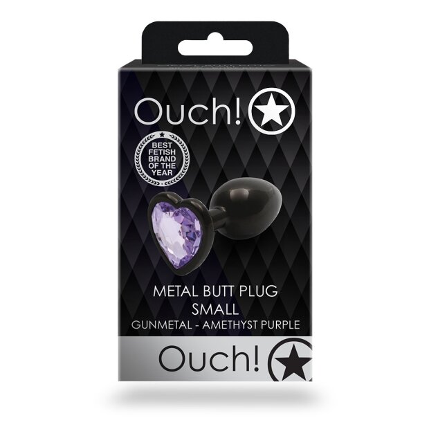 Shots Ouch! Herz Edelstein Anal Plug Schwarz Lila klein 2,7 cm