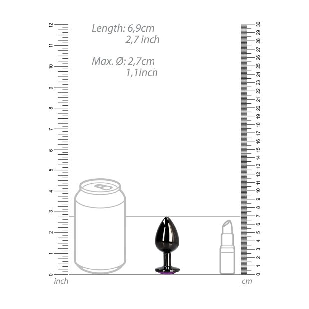 Shots Ouch! Herz Edelstein Anal Plug Schwarz Lila klein 2,7 cm