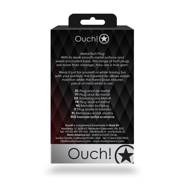 Shots Ouch! Herz Edelstein Anal Plug Schwarz Lila mittel 3,4 cm