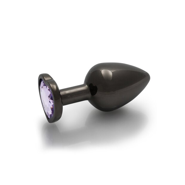 Shots Ouch! Herz Edelstein Anal Plug Schwarz Lila mittel 3,4 cm