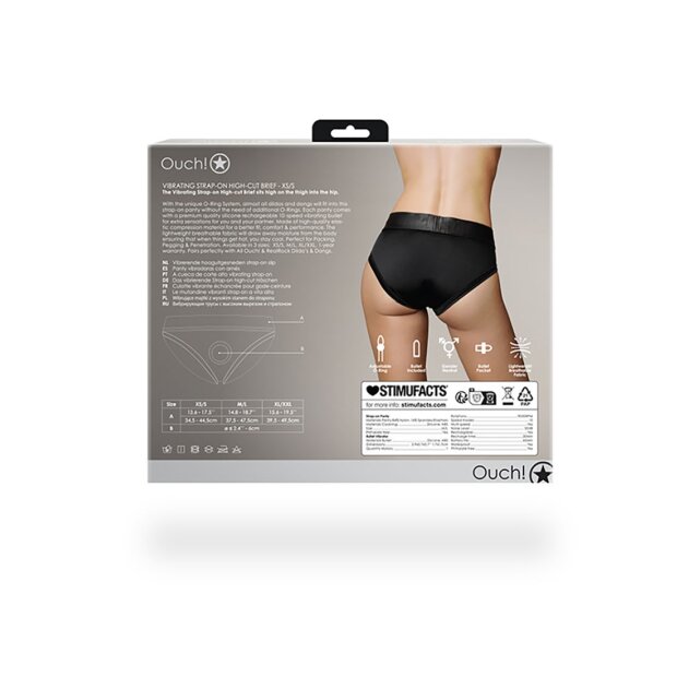 Shots Ouch! Vibrierender Strap-on hochgeschnittener Slip XS/S