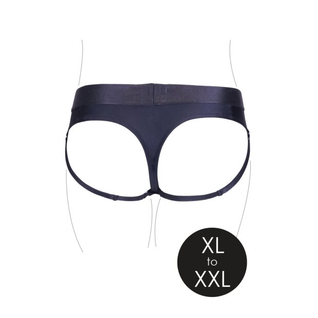 Shots Ouch! Vibrierender Strap-on-Tanga mit Schnallen hinten XL/XXL