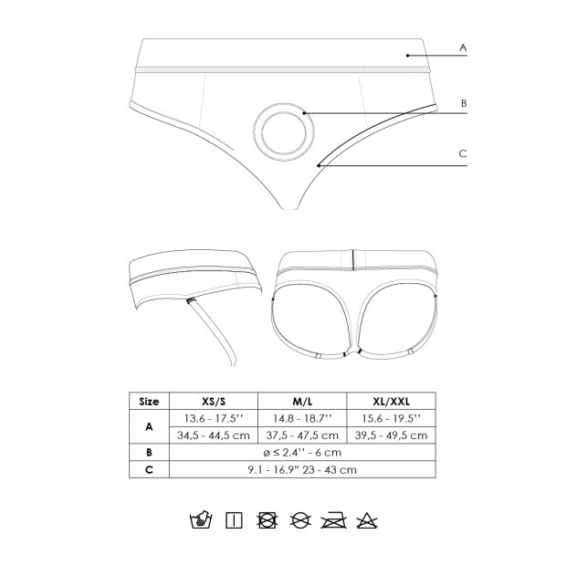 Shots Ouch! Vibrierender Strap-on-Tanga mit Schnallen hinten XL/XXL